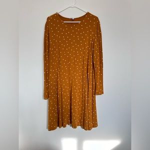 Old Navy mustard and white polka dot A-line dress size XL